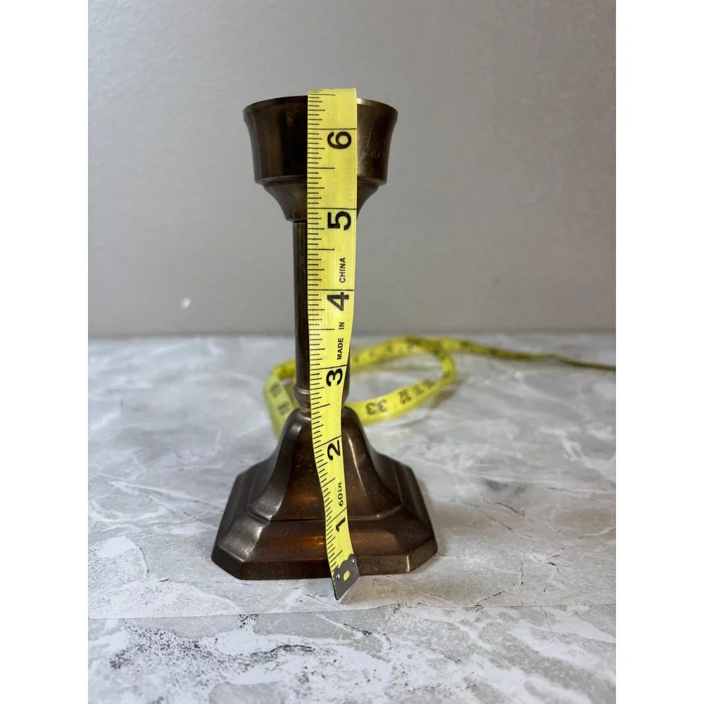 Solid Brass Candlestick Holder Home Decor Table Centerpiece Antique Vintage - Picture 5 of 7